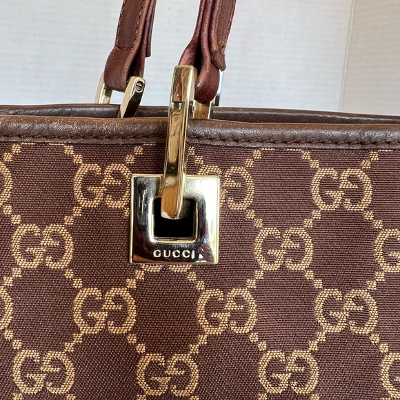 Gucci GG Monogram Brown and Tan Canvas Open Tote - Picture 3 of 15